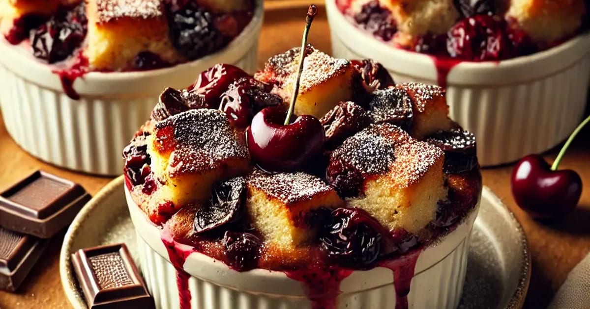 Thermomix recipe: Choc Cherry Brioche Pudding | Tenina.com