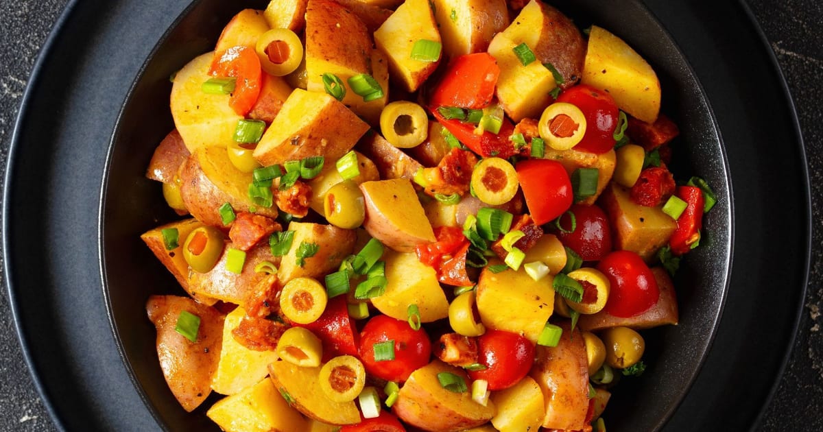 Thermomix recipe: Chorizo and Roasted Potato Salad | Tenina.com