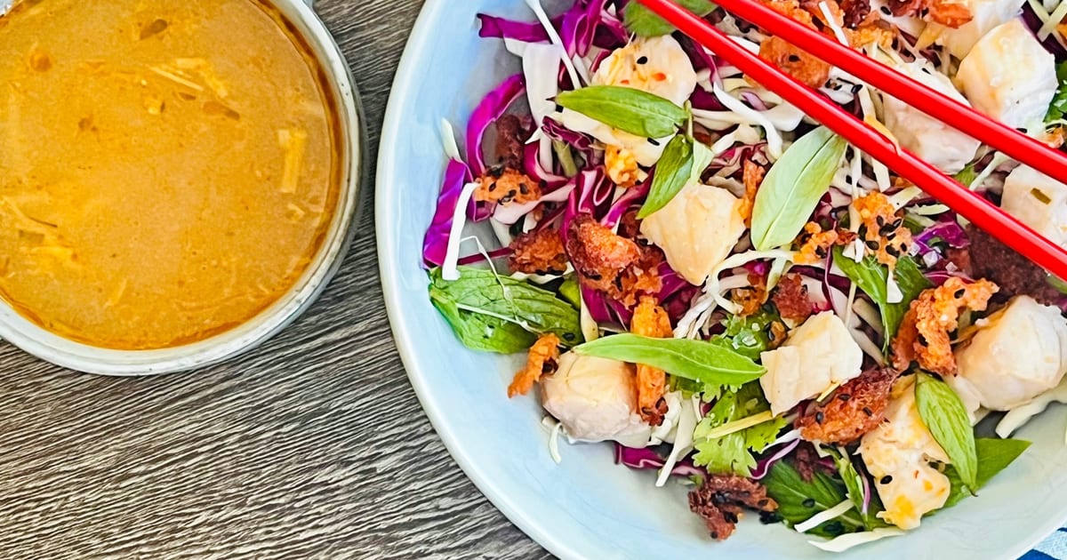 Thermomix recipe: Poached Snapper Salad with Crispy Rice | Tenina.com
