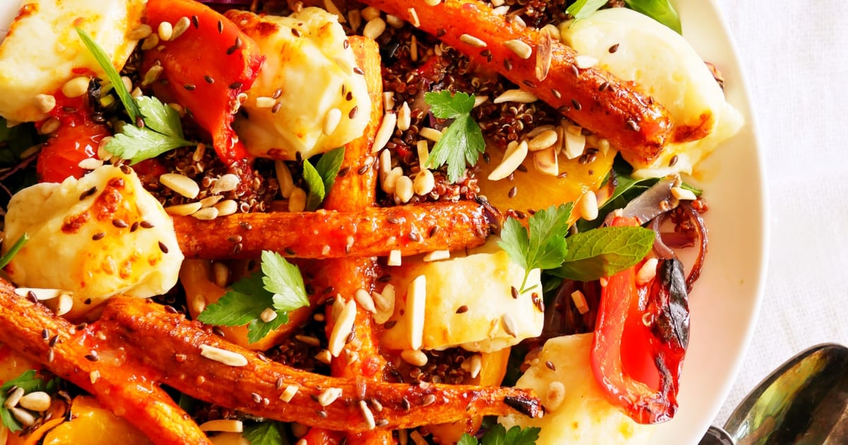 Thermomix recipe: Roasted Carrot and Haloumi Salad | Tenina.com
