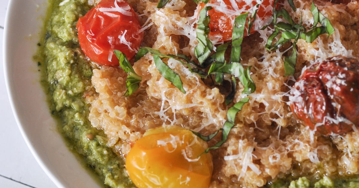 Thermomix recipe: Roasted Tomato Quinoa with Basil Pesto | Tenina.com