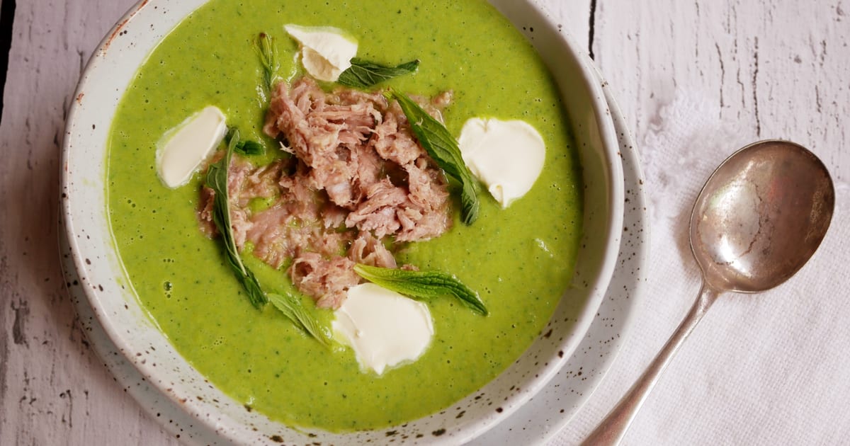 Thermomix recipe: Spring Green Pea and Ham Soup