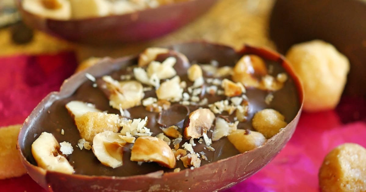 Thermomix recipe: Nutty Tempered Chocolate Easter Eggs | Tenina.com