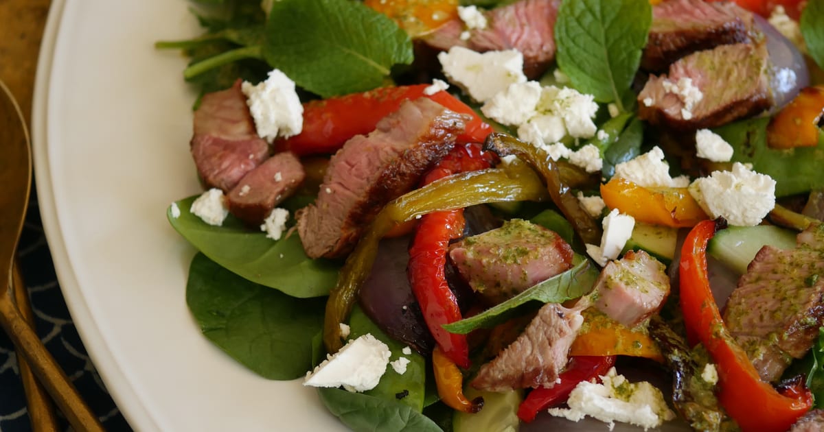 Thermomix recipe: Warm Lamb Salad With Minted Dressing | Tenina.com