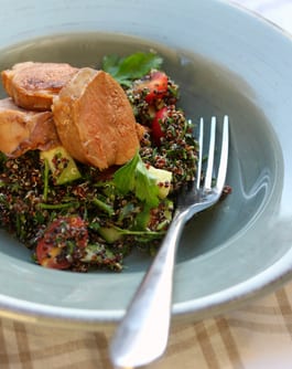 Steamed Pork Fillet with Quinoa Tabbouleh