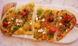 Blistered Tomato Spring Veg Flatbread Fotor