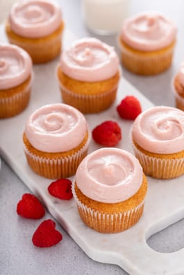 Blondie Cupcakes with Pink Buttercream