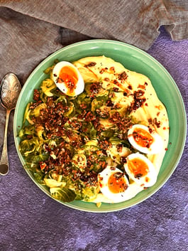 Brussels Sprouts with Cauliflower Puree
