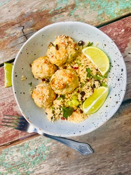 Chicken Meatballs with Lime Barberry Couscous