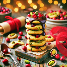 Craisin and Pistachio cookies stacked