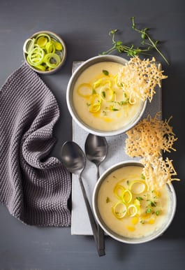 Cream of Cauliflower Soup with Apple and parmesan crisps