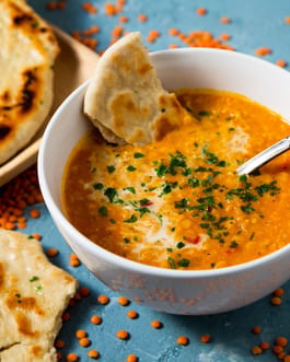 Curried Lentil Soup with naan