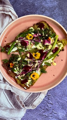 Green Flatbread with Pickles and Kefir Ranch