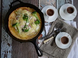 Ham Swiss and Brocolli Dutch Baby