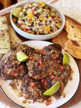 Jerked Chicken with Black Beans and Rice Salad P