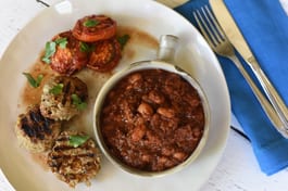 Maple Chipotle Baked Beans With Sausage Patties