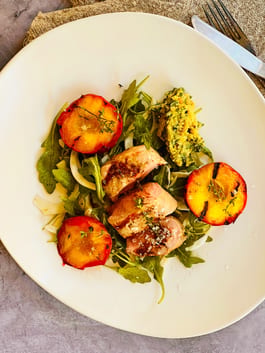 Pork with Peaches and Pesto OH