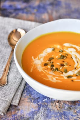 Silky Smooth Pumpkin Soup With Roasted Onion Cream 1