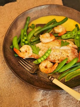 Snapper with Prawns and peas P Tenina
