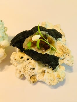 Squid Ink Cracker With Butterfish