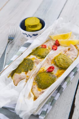 Steamed Fish Fillets With Chermoula Butter