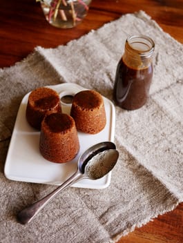Sticky Date Puddings with Salted Caramel Sauce P Fotor