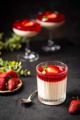 Strawberry Jelly with Vanilla Pannacotta