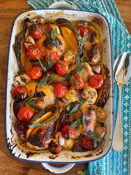 Tray Bake Chicken with Cauliflower and Pumpkin