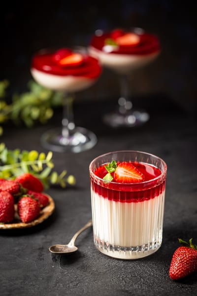 Strawberry Jelly with Vanilla Panna Cotta
