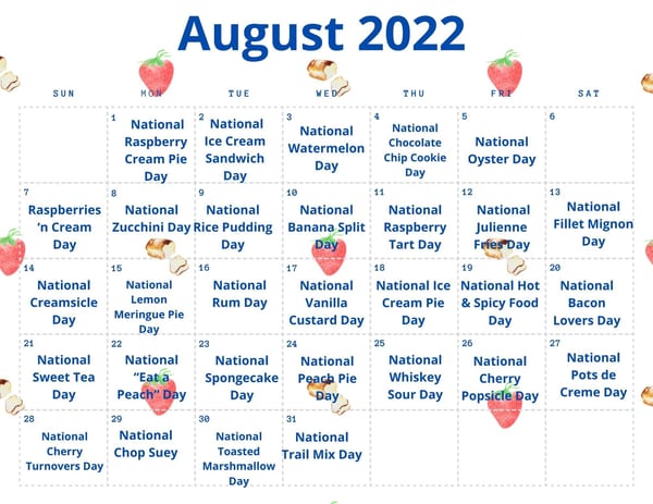 Food Days In August Celebrate August's food days | Tenina.com