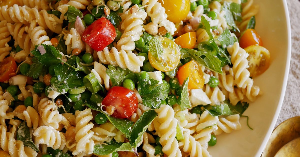 Thermomix recipe: Spring Pea Pasta Salad with Truffle Oil | Tenina.com