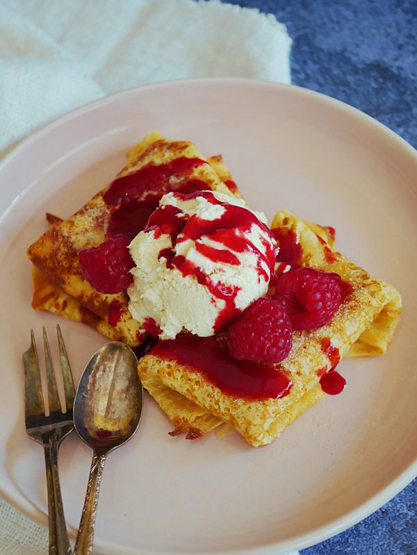 Baked Ricotta Crepe with Raspberry Coulis P Thermomix