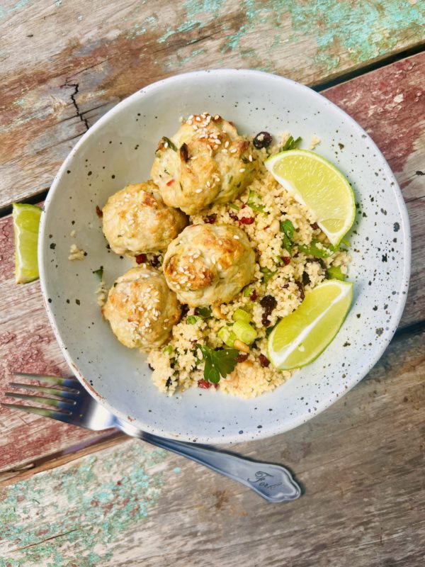 Chicken Meatballs with Lime Barberry Couscous