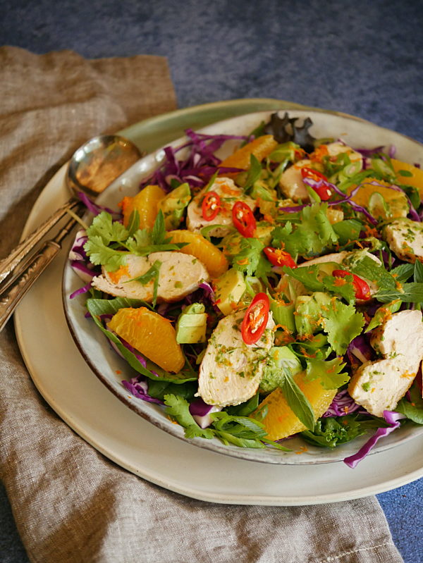Chicken Salad with Orange Chilli Avocado Dressing