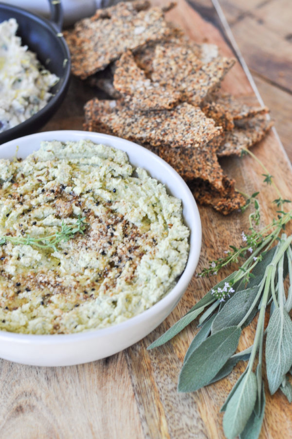 Herb and Garlic Hummus with Nutty Seeded Crackers
