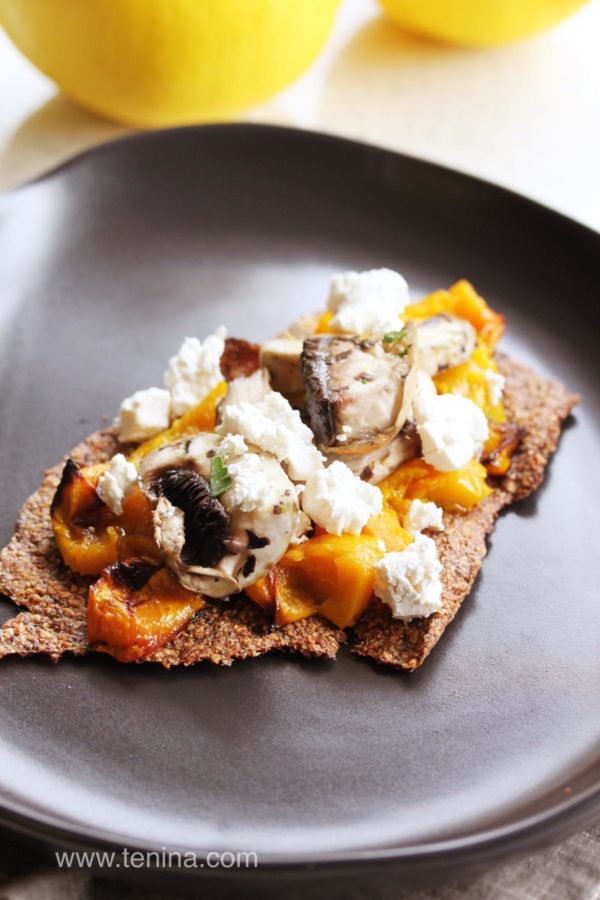 Nutty-Seeded-Crackers-with-Roasted-Pumpkin-Bruschetta-and-Pickled-Mushies