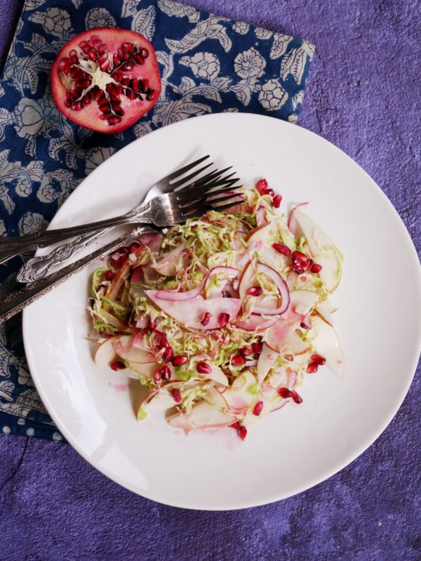 Pear and Brussels Sprouts Slaw with Pomegranate P TENINA