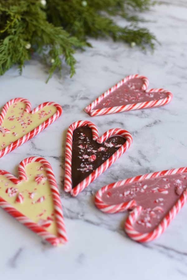Peppermint Candy Cane Chocolate hearts