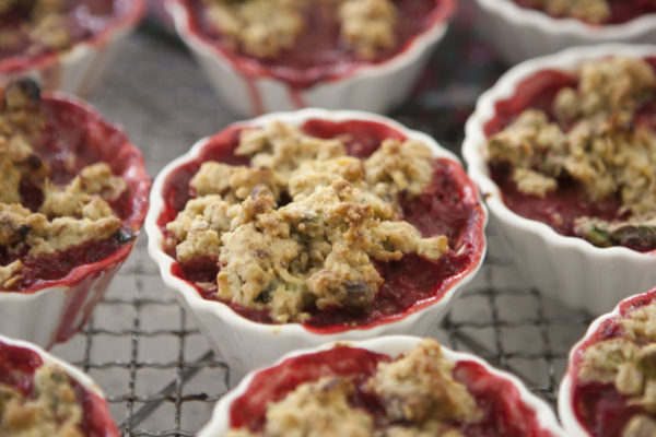 Rhuberry and Pistachio Crumble